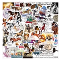 Waterproof PVC horse stickers set with cartoon and realistic equestrian graffiti designs - Equestrian 1143-50pcs