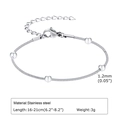 Close-up of stainless steel bead bracelet showing lobster clasp and extension chain - Silver Beaded Snake Chain