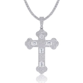 S925 sterling silver iced out cross pendant with cubic zirconia for tennis necklace - Rectangle Stone Cross