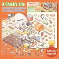 3D scenic stickers set featuring cute chicken life theme with yellow PET sheets - Simno 7.0 Life of a Chick