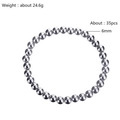 Silver stretch bead bracelet with 35 pieces of 6mm polished beads for a minimalist look - 6mm Silver Bead Bracelet (KB170840-Z)