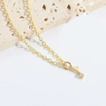 Collana con ciondolo a nota musicale placcata in oro con zircone bianco su catena O - Piccola nota musicale