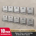 Set of 10 pieces of self-adhesive SUS304 stainless steel wall hooks with brushed finish - Bright Silver - 10 Pieces