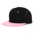 Casquette hip-hop à bord plat avec couronne noire et visière rose contrastée - Noir Patchwork Rose