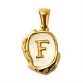 Letter F pendant with iridescent shell inlay and gold-plated titanium steel frame - Letter F (SP035G-F(Single Pendant))