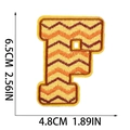 Embroidered letter F patch with yellow chevron texture and 6.5cm size dimension - Letter F