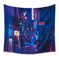 Arazzo cyberpunk giapponese con scena di strada notturna in blu intenso e rosso neon - 73X95CM (Spazzolato Transfrontaliero) / PK202143-6 (Cyberpunk Giapponese)