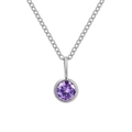 Collier élégant en acier titane avec un pendentif brillant en pierre de naissance violette - Février Violet - Argent