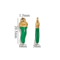 Detail view of 20.5mm green cornicello chili charm with technical size measurements - Gold-Green