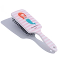 Cute pink and white striped hairbrush with cartoon mermaid design and black bristles - Striped Mermaid