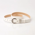 Cintura minimalista da donna in ecopelle bianca con fibbia in metallo argentato - Bianco