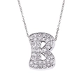 Sparkling silver necklace featuring a zircon-encrusted cursive letter B pendant - Letter B / Silver