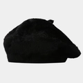 Detail shot of black faux mink fur beret showing fluffy texture and warm plush material - Black