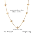 Collier cœur en acier inoxydable plaqué or 18K avec zircons, longueur 41,3+5cm - Style Station Zirconia Rond Transparent (HC-N40094)