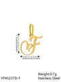 Golden stainless steel letter F pendant charm with precise dimensions 1.1cm x 0.95cm - Geometric Heart-F