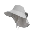 Cappello parasole grigio chiaro a tesa larga con protezione collo e foro per coda - Grigio