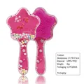 Pink heart-shaped hairbrush set with Valentine's flamingo print and colorful beads - Star Shape Flamingo Pink