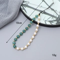 Phone charm featuring green jade beads, white pearls, and gold spacers on fabric - K3441 Faux Burma Natural Stone Phone Chain