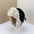 Colbacco invernale nero e beige con pelliccia sintetica ed etichetta vintage MY 1982 - M(56-58cm) / Nero
