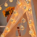 Disco ball LED string lights with warm glow hanging on a white canvas tent background - 3m 20-LED Plug-in
