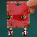 Christmas earring set with silver gift boxes and red-white striped decorative balls - Gift Ball Earrings (1209)