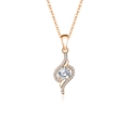 Elegant rose gold S925 silver necklace with round moissanite and wavy pavé setting - Streamlined Ripples (fddz-016) / Rose Gold