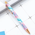 Retractable ballpoint pen with multi-color glitter gradient and rose gold metal clip - Multi-Color (Rose Gold Parts)