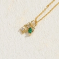 Tropical palm tree necklace in 14K gold plated copper with green zircon stone - Coconut Tree