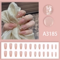 Translucent nude pink press-on coffin nails with fine glitter and gold foil accents - Nude Pink Glitter Style (A3185) / 24Pcs/Box