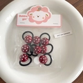 Set van 8 rode haarelastiekjes met witte stippen en zwarte elastieken voor jonge meisjes - Rode Polka Dot Ronde 8-Delige Set