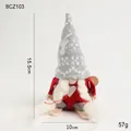Standing Christmas gnome doll with grey snowflake hat and wooden skis, height 15.5cm - Scavenger Style 5