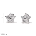 Stervormige zirkoon oorknopjes in zilveren finish, 6,3 mm diameter en 2 g gewicht voor dames - Stijl J Platina