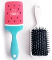 Square cartoon hairbrush with summer watermelon pattern and white cushion massage bristles - Watermelon