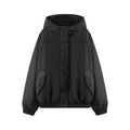 Veste bomber d'hiver noire oversize pour femme avec capuche et poignets côtelés - XS / Noir