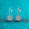 Orecchini a girasole in argento S925 con moissanite e pavé di diamanti ultra brillanti - Moissanite (1 Carato) / Argento 925