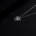 925 silver necklace with dancing heart pendant and clear zircon stone on black background - Style F Alphabet (NS869)