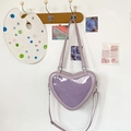 Lavender heart-shaped ita bag with clear window and adjustable shoulder strap for JK style - With Display Board / Purple