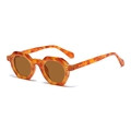 Lunettes de soleil octogonales rétro en écaille de tortue avec verres marron et rivets - Lunettes de Soleil Rétro / Monture Écaille Jaune Verres Thé