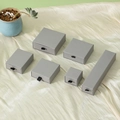 Gray cardboard drawer jewelry boxes in various sizes with elegant black ribbon pulls - Gray