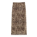 Dames midi-rok met luipaardprint van lichte stof en een stijlvolle hoge taille - XS / Rok Met Luipaardprint