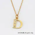 Collana in acciaio inossidabile placcata oro 18K con ciondolo lettera D in cristallo - Lettera D