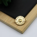 Gold-plated circular constellation pendant with colorful stones and double rings - Astrology Zodiac Pattern Style
