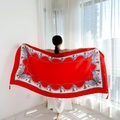 Ethnic style red beach shawl with blue chain patterns and tassels for women - Light Brown-Red Blue Chain Tassel / 180cm / Tan