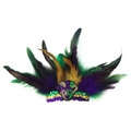 Purple green and gold Mardi Gras feather headband with jester mask sequin detail - Feather Sequin Headband-Purple Green Gold Jester A