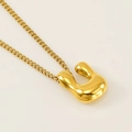 U-shaped bubble letter gold necklace with thick chain link for women - Letter U