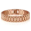 Bracciale da uomo largo in acciaio inossidabile oro rosa con design a tre file di maglie - Larghezza 15mm / Oro rosa