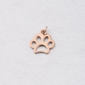 Macro shot of 15mm rose gold stainless steel hollow dog paw pendant with jump ring - Rose Gold With Ring