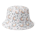Kids white fisherman hat featuring colorful rainbow cloud and star patterns - 51-52CM(2-4 Years Old) / White Rainbow