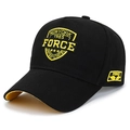 Oversized black five-panel baseball cap with yellow New York 1985 Force embroidery - Adjustable / Black with Yellow Embroidery