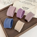 Morandi colors knitted hair ties set in navy, violet and beige tones on wood tray - 5# Colorful 5 Pcs Set